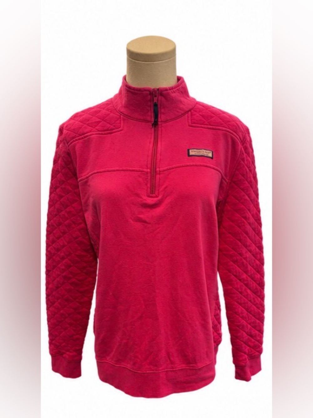 Vineyard Vines Pink Quilted Shep Shirt Quarter-Zip Pullover Size Large